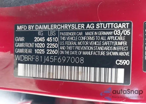 2005 Mercedes-Benz C 240 Luxury 4Matic из США, поврежденный, VIN WDBRF81J45F697008